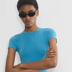 Blue Top and Black Skirt Set